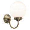 Barclay Bathroom Wall Light Antique Brass Opal Glass IP44 - Image 2