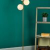 Bombazine 3 Light Floor Lamp Natural Brass Opal Glass