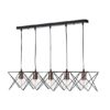 Midi Cage 5 Light Bar Pendant Matt Black Bright & Copper